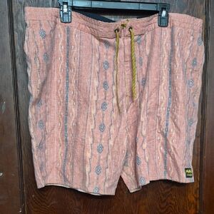 Wrangler Men's Pink and Gray Tribal Swim Shorts